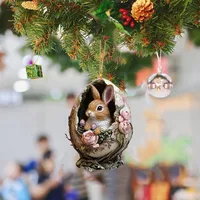 Easter Acrylic Rabbit Keychain With Egg 2D Cute Bunny Car Rearview Mirror Pendant Backpack Hanging Ornament Easter Party Decor 1