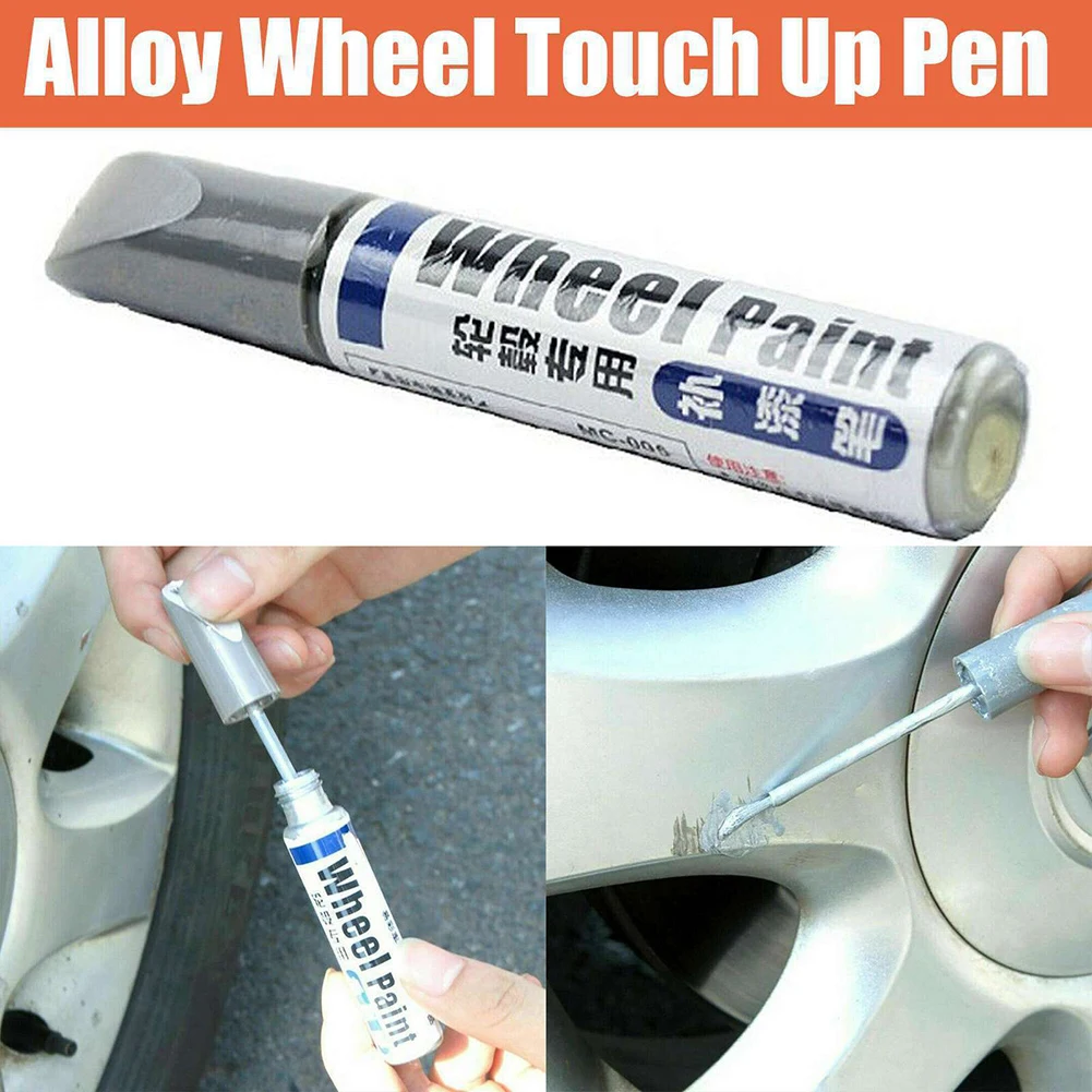

1x 12ml Wheel Touch Up Scratches Repair Paint Pen W/ Brush Curbing Scratch Maker Tool Rim Fits For Aluminum Alloy Wheels