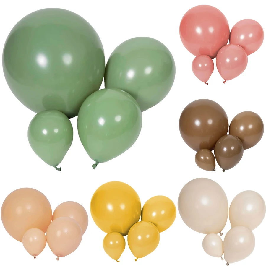 

10pcs 5/10inch Retro Sage Green Balloons Coffee Sand White Latex Balloons for Baby Shower Birthday Wedding Party Decor