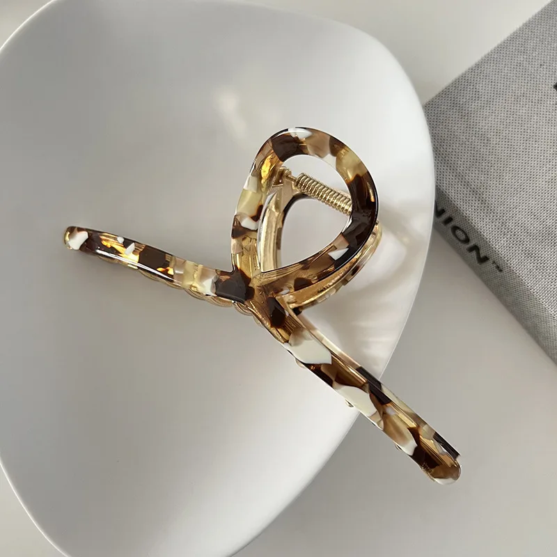 13cm Frau Große Acetat Kreuz Haar Klaue Bunte Mädchen Barrettes Französisch Eleganz Haar Clips Headwear Shark Clip Haar Zubehör – Detail 8