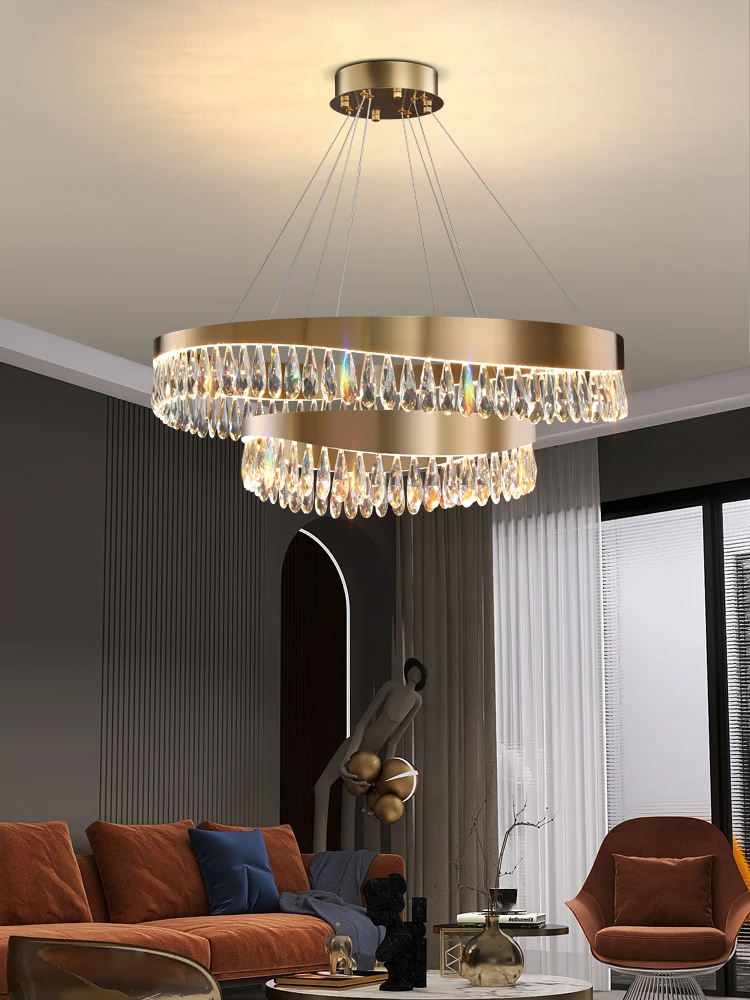 

Хрустальная люстра из нержавеющей стали, Минималистичная Роскошная элегантная нордическая Люстра для гостиной, спальни, столовой, новинка 2023