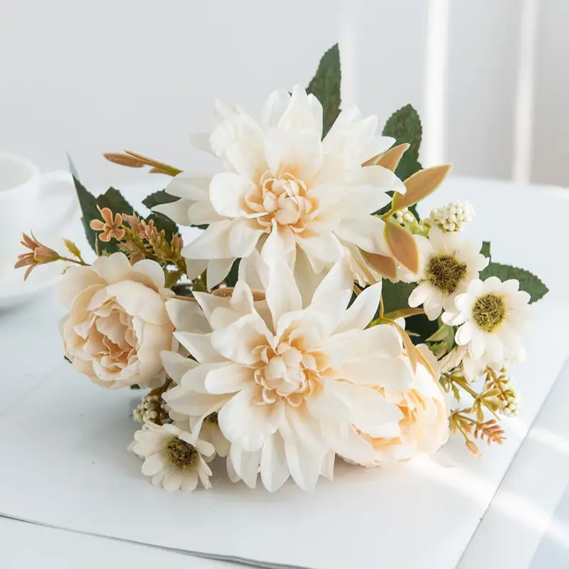 Artificial Flowers Silk Dahlia Rose daisy Valentine's Home RoomDecoration Bonsai Room Wedding Bridal Bouquet Party Diy Hot sales - Image 13