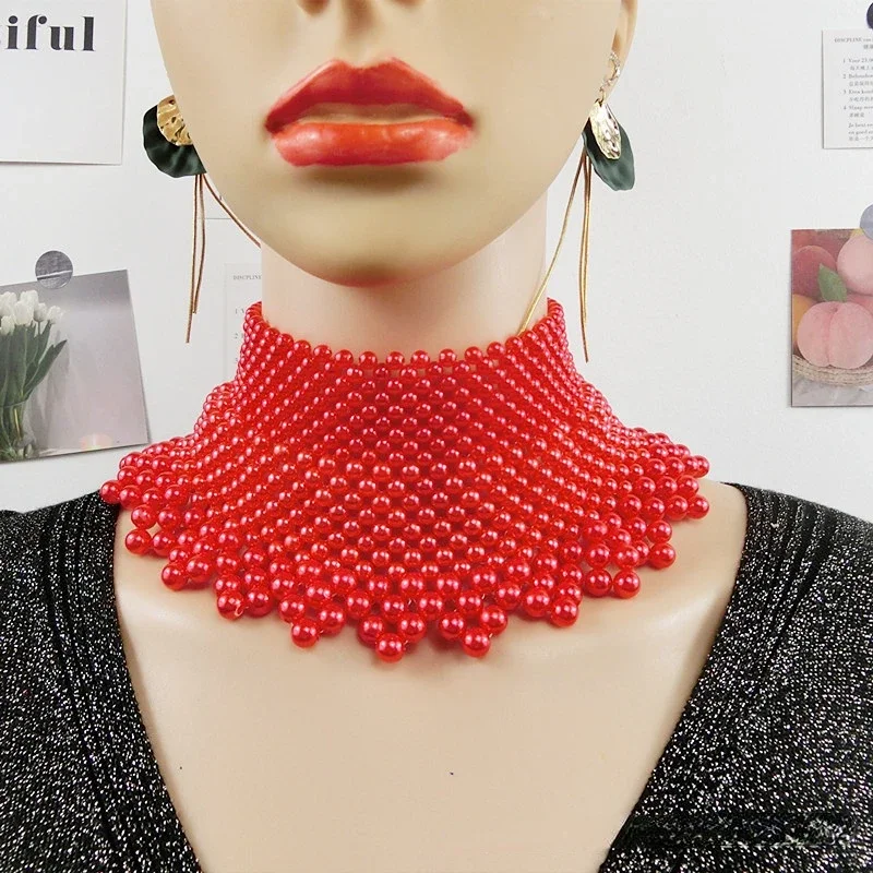 

Fashion exaggerated multilayer chain big pearl necklace women halter luxury necklace banquet party jewelry ladies