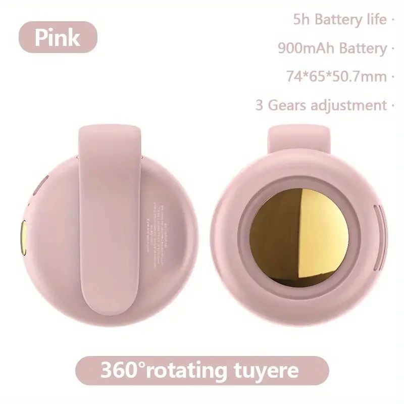 thumbnail image 2 of Portable Silent Mini Bladeless Fan With Clip - 3 Speeds, USB Rechargeable, Hands-Free For Shirt, Office, Travel, Gift (Pink) 2 of 14