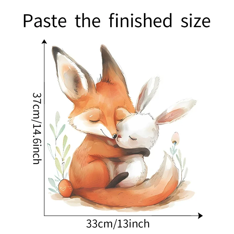 Wall Stickers Cartoon Fox Rabbit for Children Kids Room Background Home Decoration Mural Living Room Bedroom Wallpaper