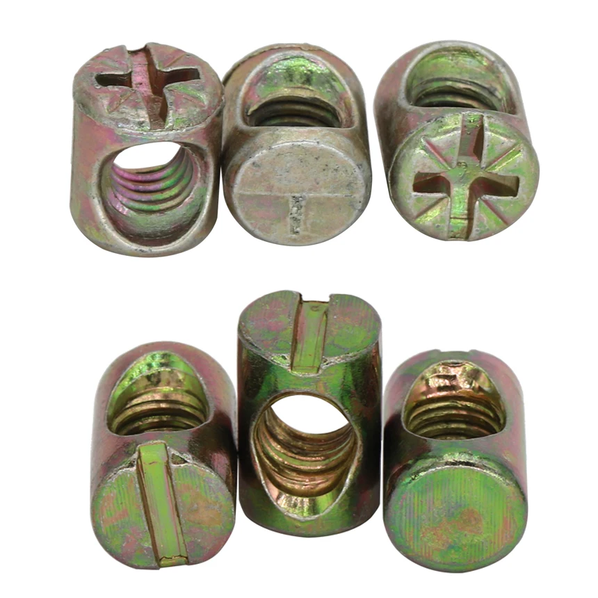 10 шт. M8 M8 * 17 M8x17 Zine сплав стул мебель кровать кроватка деревянный встроенный дюбель цилиндр шлицевый минус утопленный молоток гайка