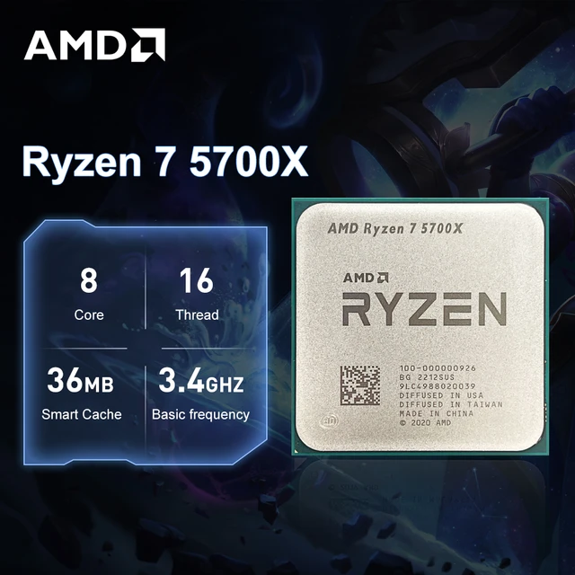 NEW AMD Ryzen 7 5700X R7 5700X 3.4 GHz Eight-Core 16-Thread CPU Processor  7NM L3=32M 100-000000926 Socket AM4 No Fan