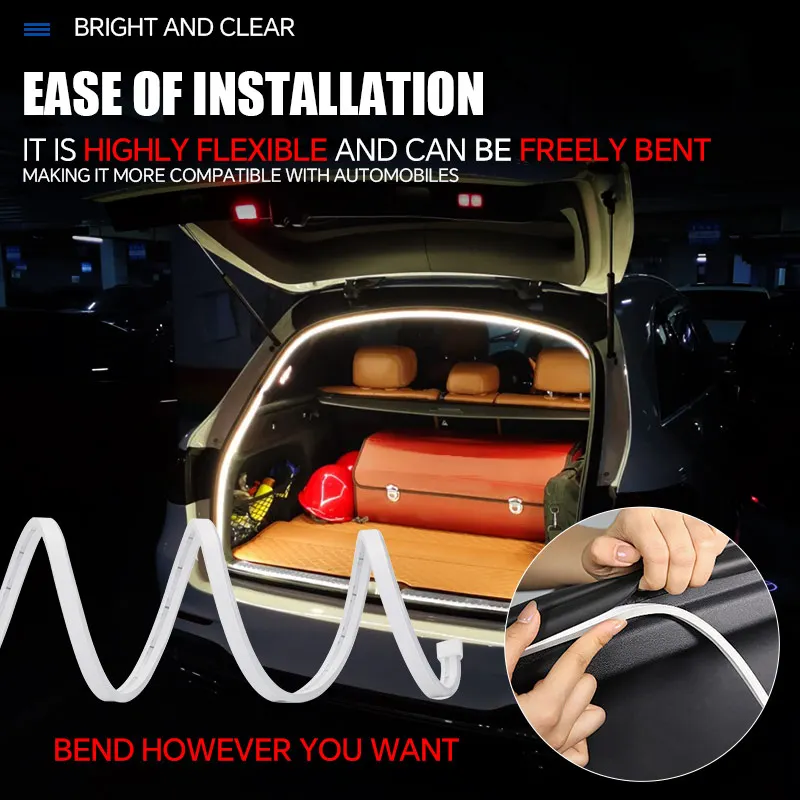 Car Trunk LED Light Strip 4M 13.12in Waterproof Atmosphere Light WhiteWarm