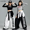 Girls K-pop Crop Top Sweet Letters Sport Joggers Pants Child Hip Hop Streetwear Clothes Sets Kids Stage Girl Group Jazz Costumes 6