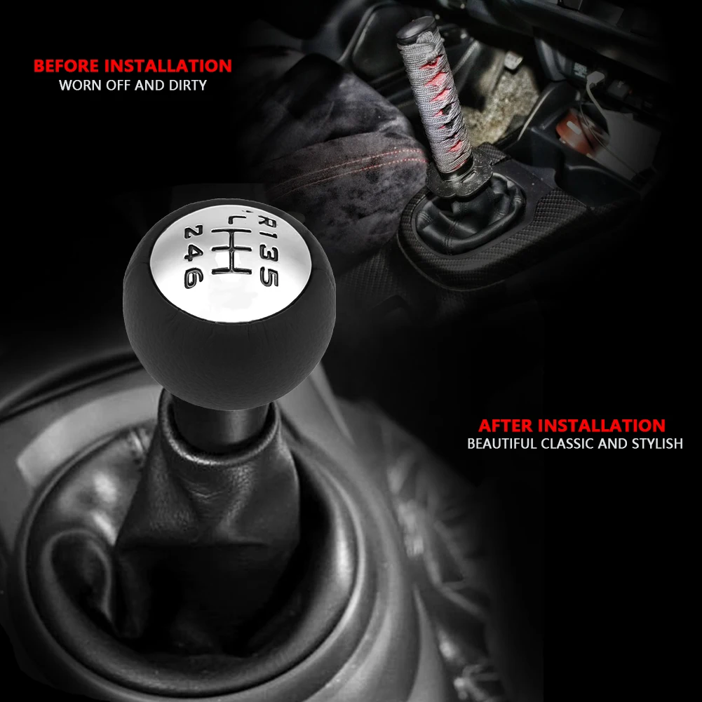 Car 6 Speed Gear Shift Lever Knob Head For Peugeot 307 308 3008 407 5008 807 Citroen C3 C4 C8
