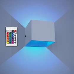 Sleek 3W Remote - Controlled LED Wall Sconce - Modern Color - Changing Indoor Lighting Fixture (Colored light)