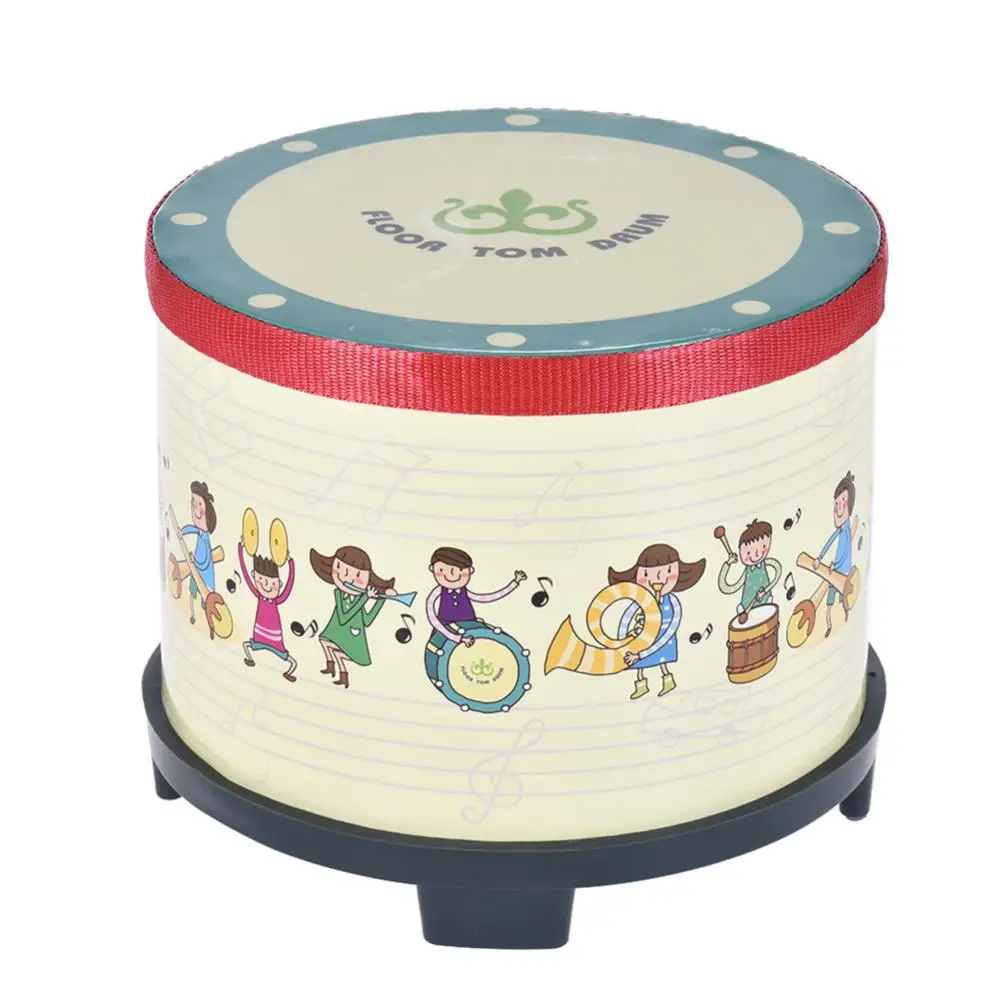 20.5cm Children Drum Cartoon Wooden Floor Tom Drum Mallets Percussion Musical Instrument Kids Beating Educational Toy