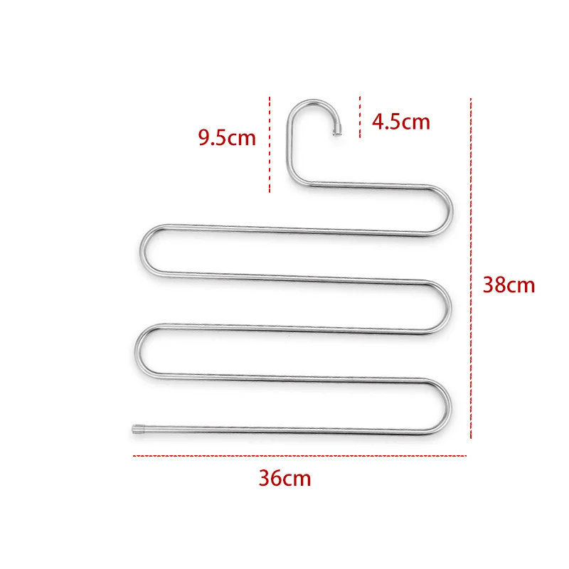 5 layers Stainless Steel Clothes Hangers S Shape Pants Storage Hangers Clothes Storage Rack Multilayer Storage Cloth Hanger images - 6