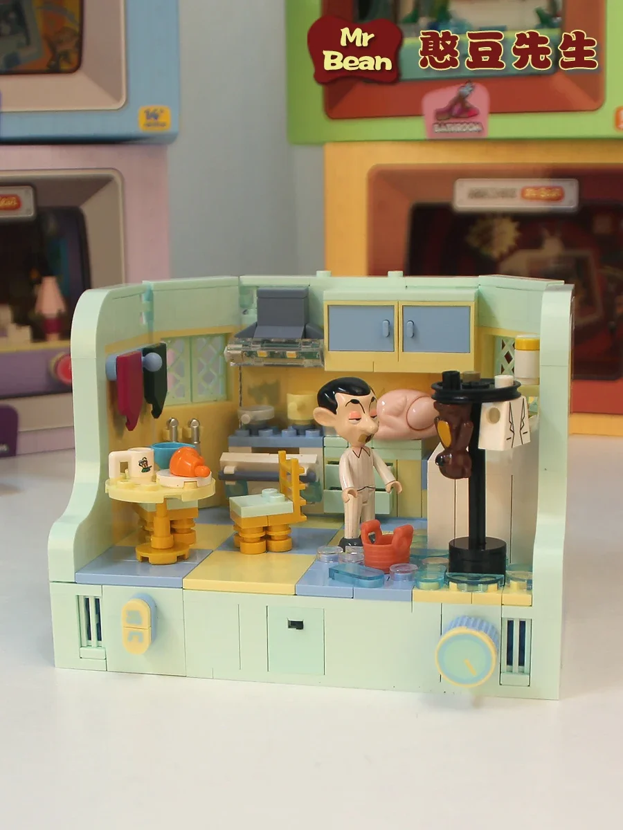 

Новый фирменный Конструктор серии «Mr Bean Co» из аниме, модель в сборе, украшение, милая детская игрушка-пазл, подарок на день рождения