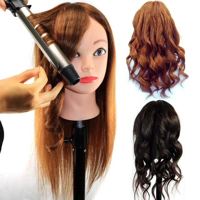 Training Mannequin Head Hair  Brown Training Mannequin Head - Brown 100%  Real Hair - Aliexpress