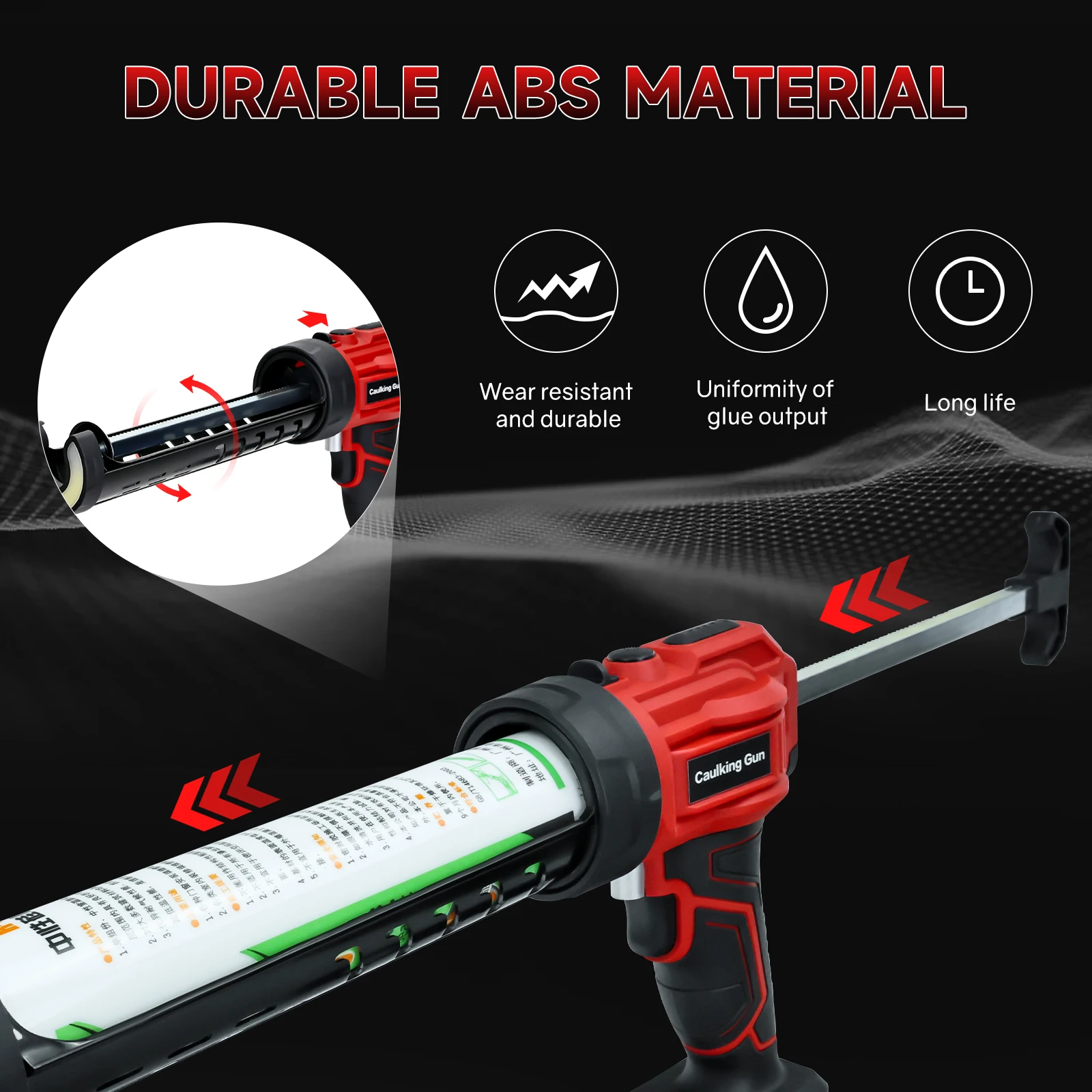 Cordless Caulking Gun for Makita 18V Battery with LED Light 4 Adjustable Speed Adhesive Gun 10oz/300ml Silicone Gun (No Battery) 3