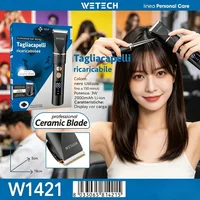 Ensemble de tondeuses à cheveux rechargeables/avec fil, tondeuse à cheveux électrique professionnelle avec peignes réglables (3-12 mm), moteur silencieux, pour hommes/femmes/enfants, usage domestique, rouge/bleu/noir/argent 4