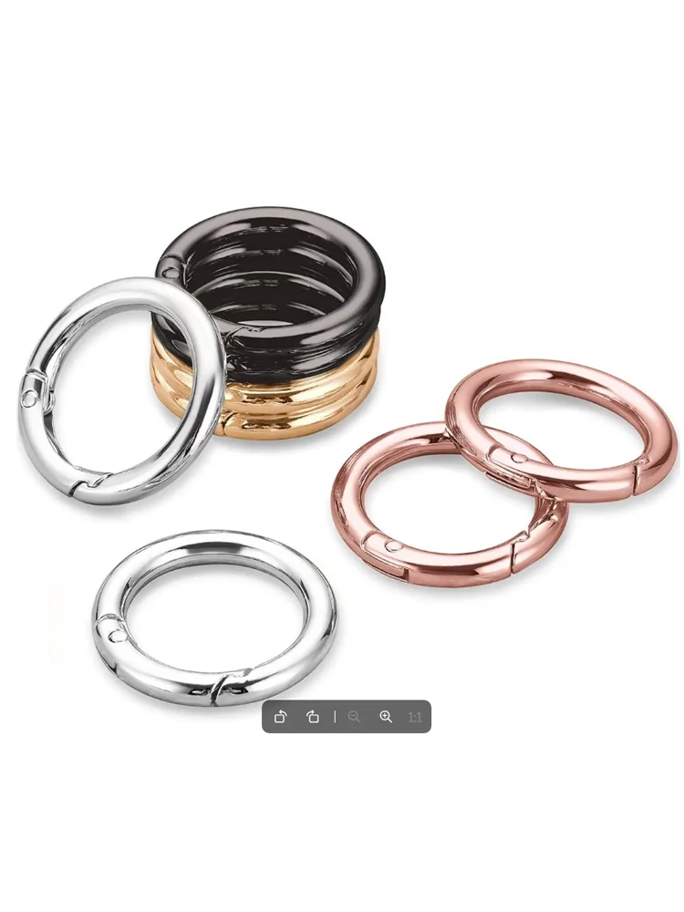 10 Pcs Metal Spring O Rings Clip Keychain Round Carabiner Clips Keyrings Snap Hook Buckle Purse Shoulder Bag Lanyard Leather