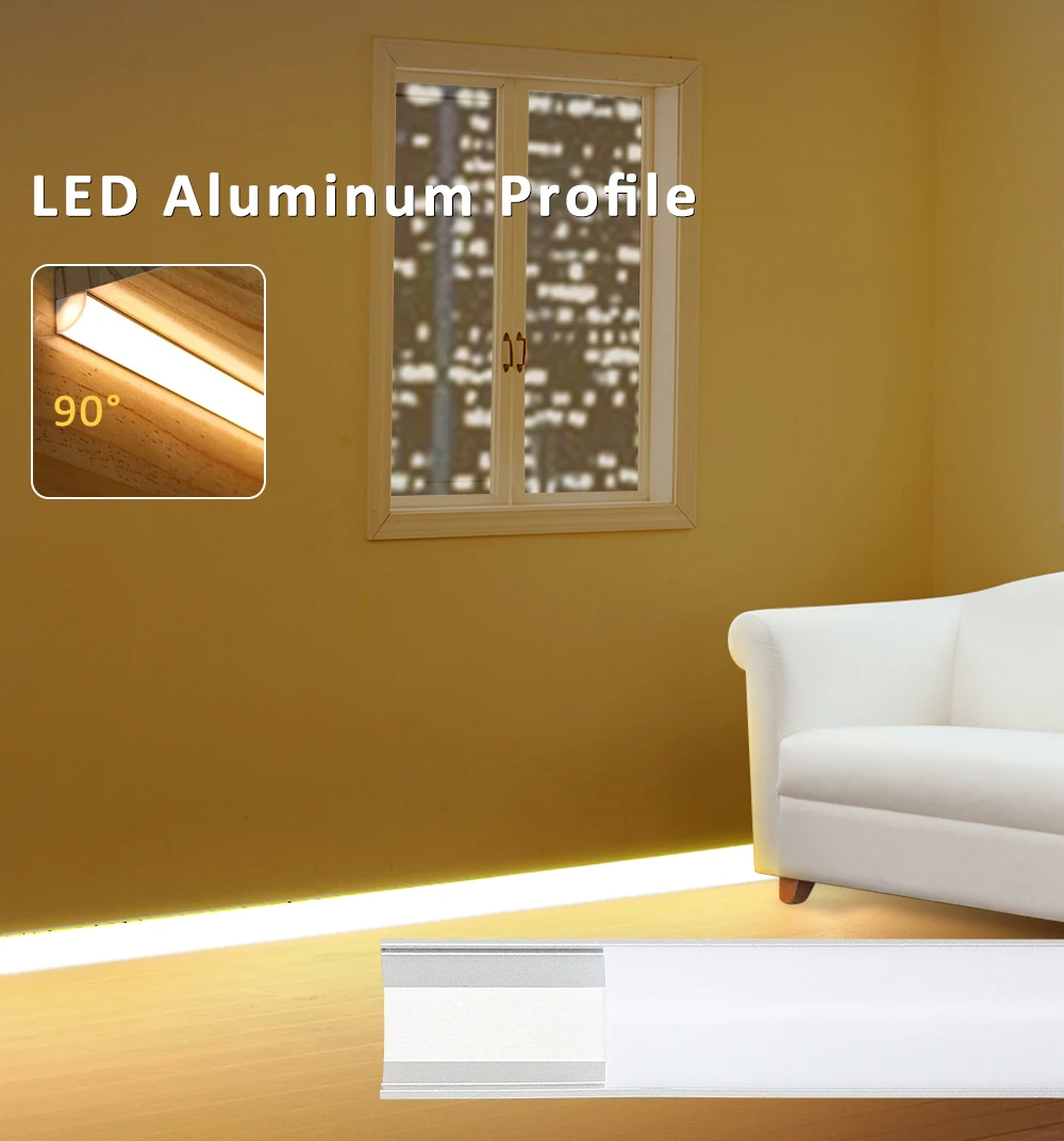 50CM LED Aluminum Profile for Tape Lights 8mm 10mm Corner Channel Diffuser V Shape Black Silver Housing 90 Degree Ceiling Decor