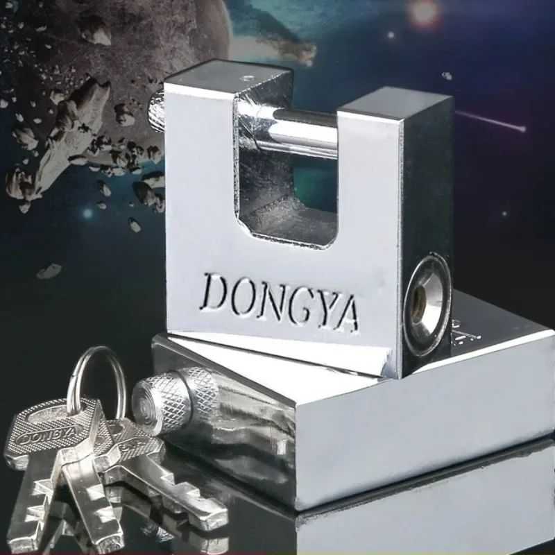 กุญแจพร้อมกุญแจความปลอดภัยสูง3คีย์หนักรูปตัว D ล็อค-ป้องกันประตูโรงรถตู้คอนเทนเนอร์ประตูและคลังสินค้า 1