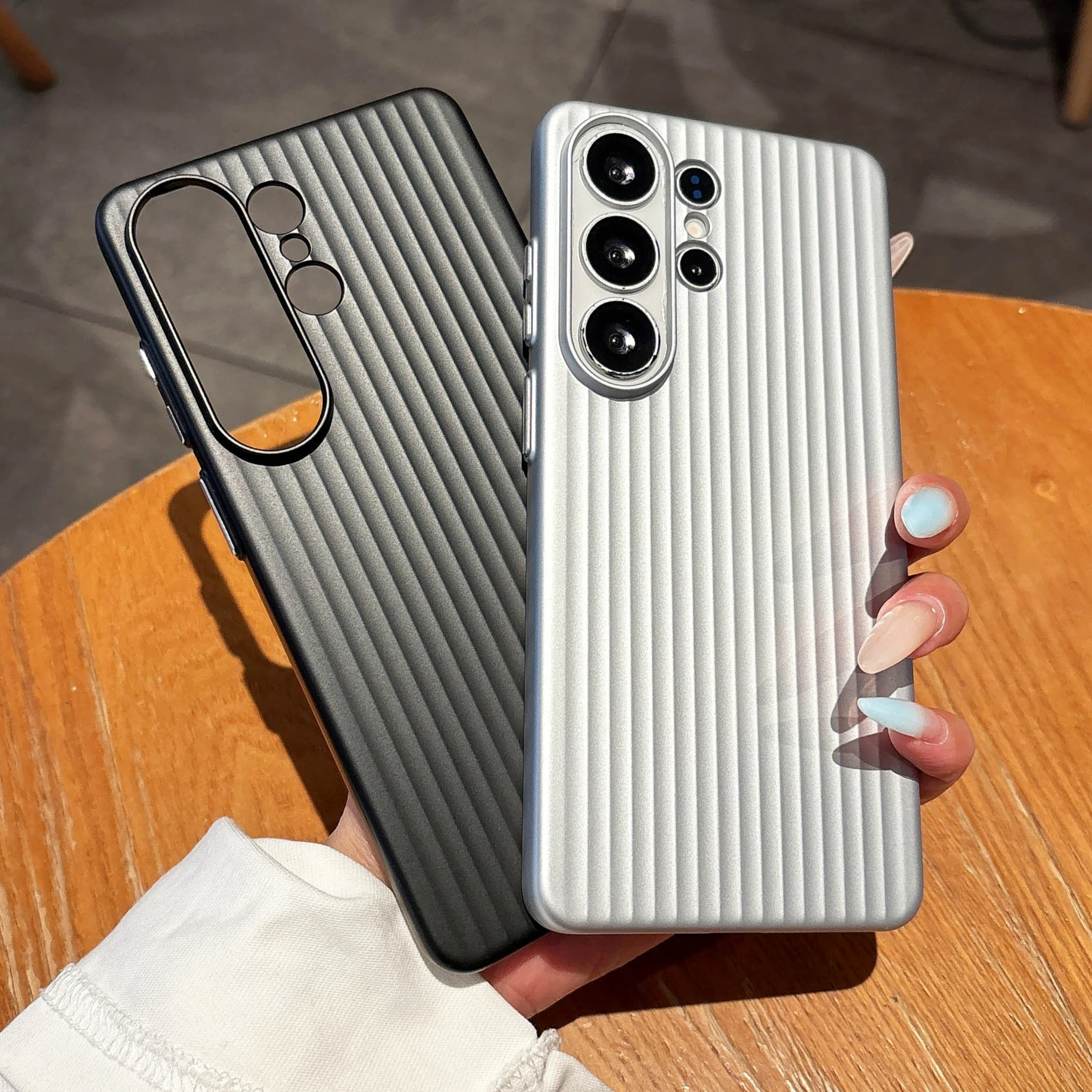 Luxury Stripes Metallic Paint Armor Case - Shockproof Camera Protective Slim Matte PC