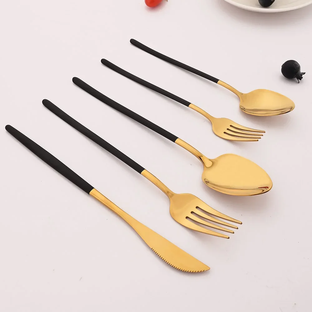 Description Picture 2 of item8Pcs Black Dinner Forks Cutlery 18/10 Stainless Steel Flatware Kitchen Silverware Western Dinnerware Restaurant Fork Set