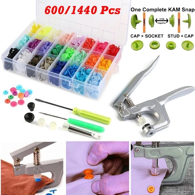 6001440PcsPlasticPressStudsSetDIYClothesT5PlasticFastener