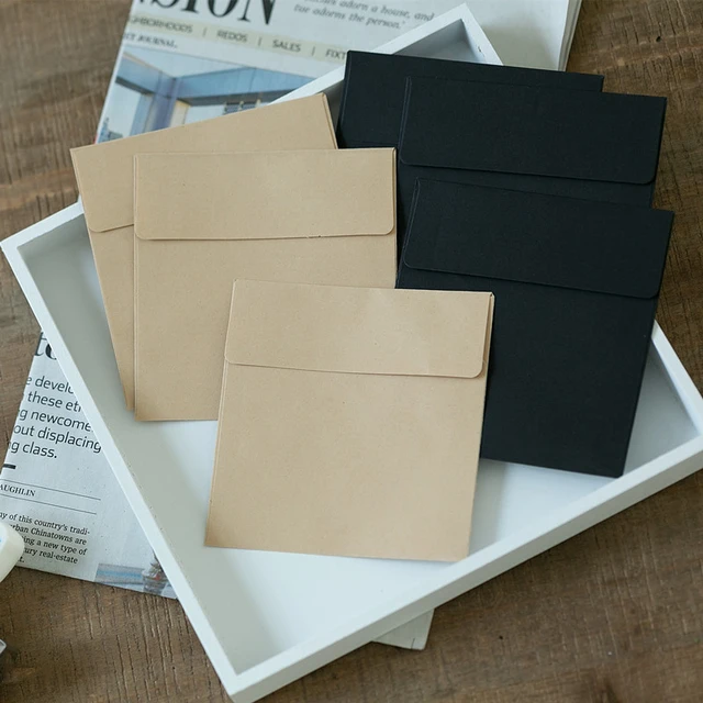50pcs/lot Vintage Mini Envelopes 10cm*10cm Craft & Black Envelopes