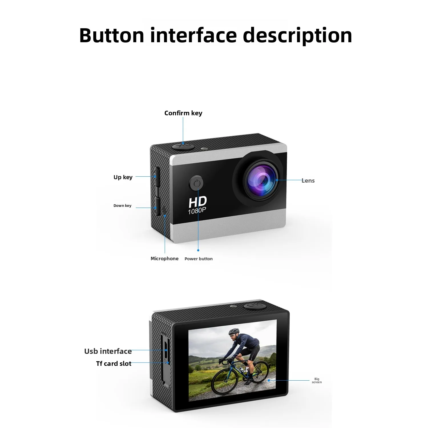 야외 활동가용 4K 디지털 카메라 방수 액션 카메라 HD 레코더 (자전거 타기, 수중 다이빙, 촬영용)