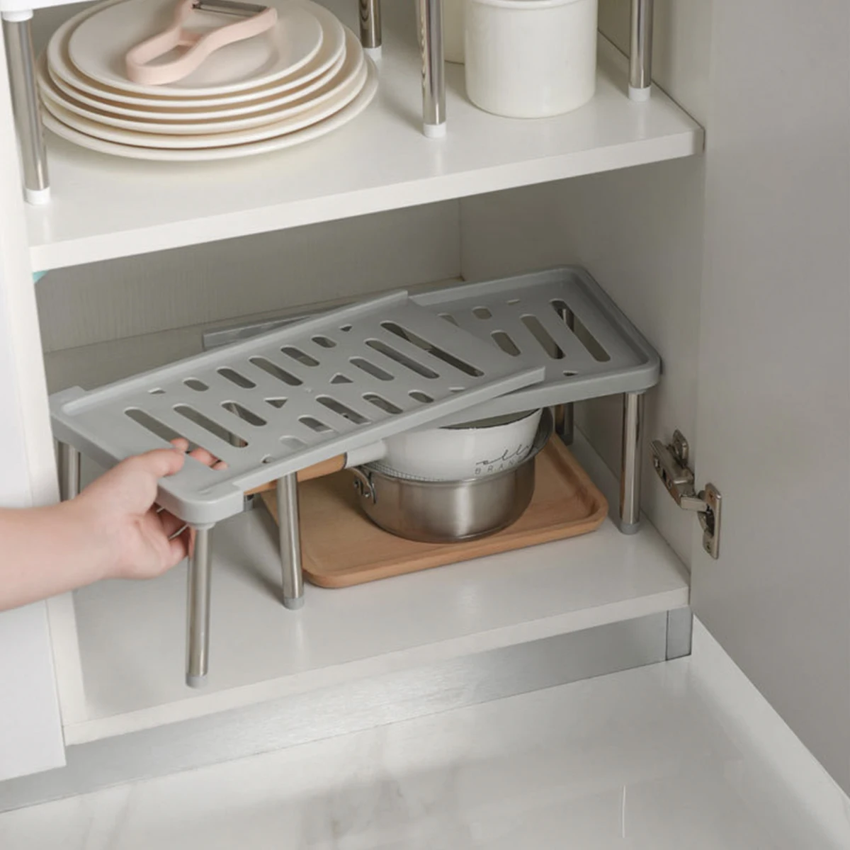  Under Sink Cabinet Shelf Organizer, Expandable Metal