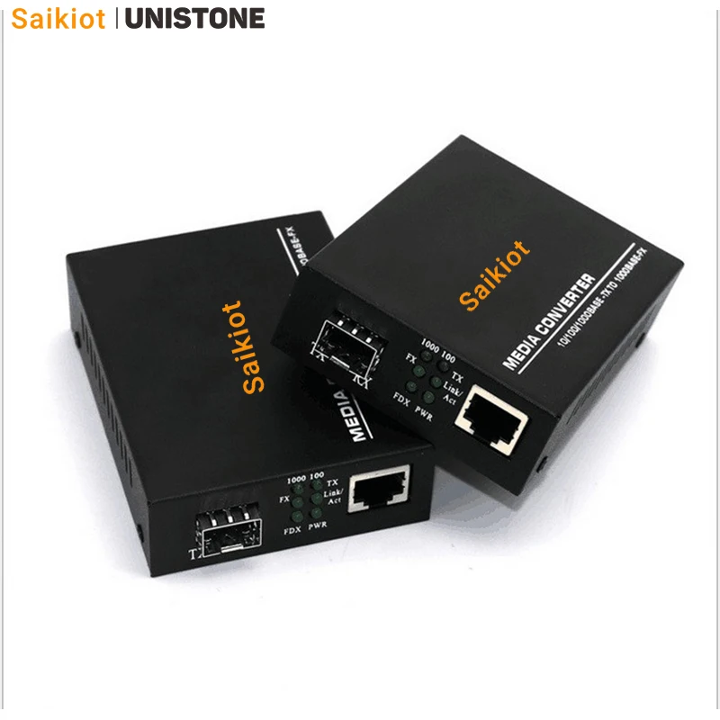 Saikiot SFP Media Converter 10/100/1000 Base Media Converter Fiber Optic