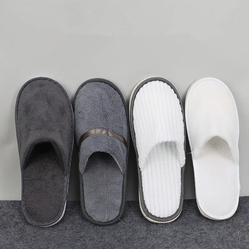 4Pairs/Lot Men Women Kids Disposable Hotel Guest Slippers Cotton Slides Home Travel SPA Slipper Hospitality Cheap Footwear