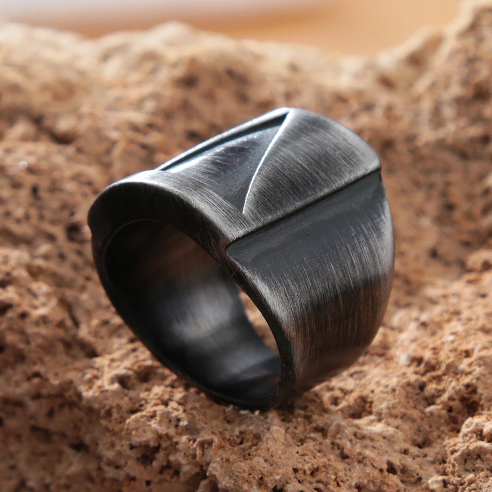 Stainless Steel Ring Fashion Vintage Triangle for Men Women 316L Simple Valknut Biker Amulet Jewelry Gifts