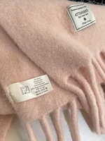 Thiened Woolen Fringed Scarf for Women Winter Warm Riding Ne Warmer Pure Color High-End Feelings Student Friendly Scarves