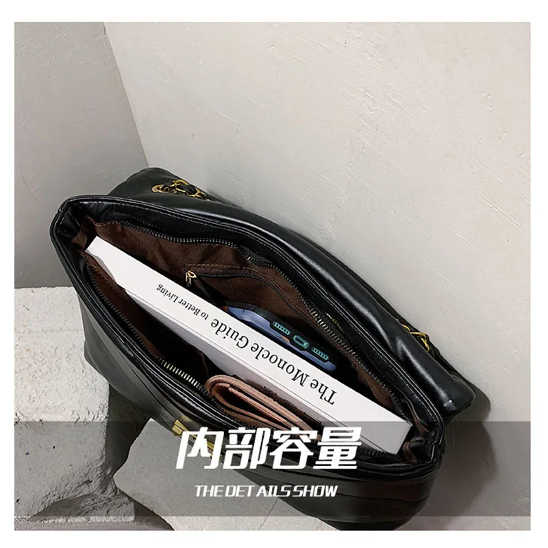 (No-TR )women bag chain bag large capacity fashion design women's shoulder black white taupe 3colors