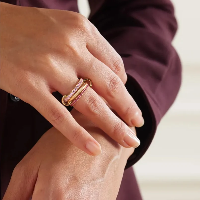 Mix Color Multi Pieces Stacking Engagement Band Link Rings for Women Plain Micro Paved 5A CZ Stack Full Finger Jewelry 4