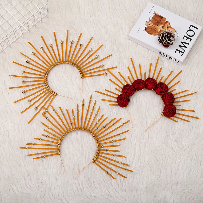 Goddess Halo Crown Sunburst Spiked Headband Women's Halloween Wedding Photoshoot Accessories