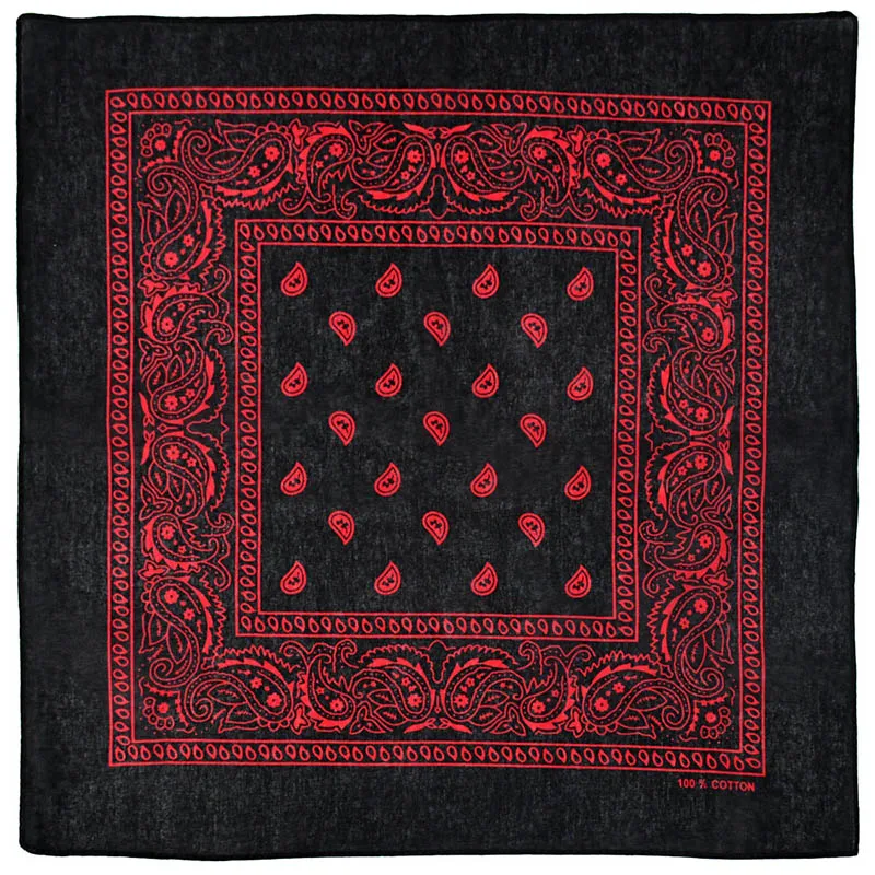 Paisley bandana Swarovski　Black×Red Narrow Black Paisley Bandana With Red and Diamond Clear