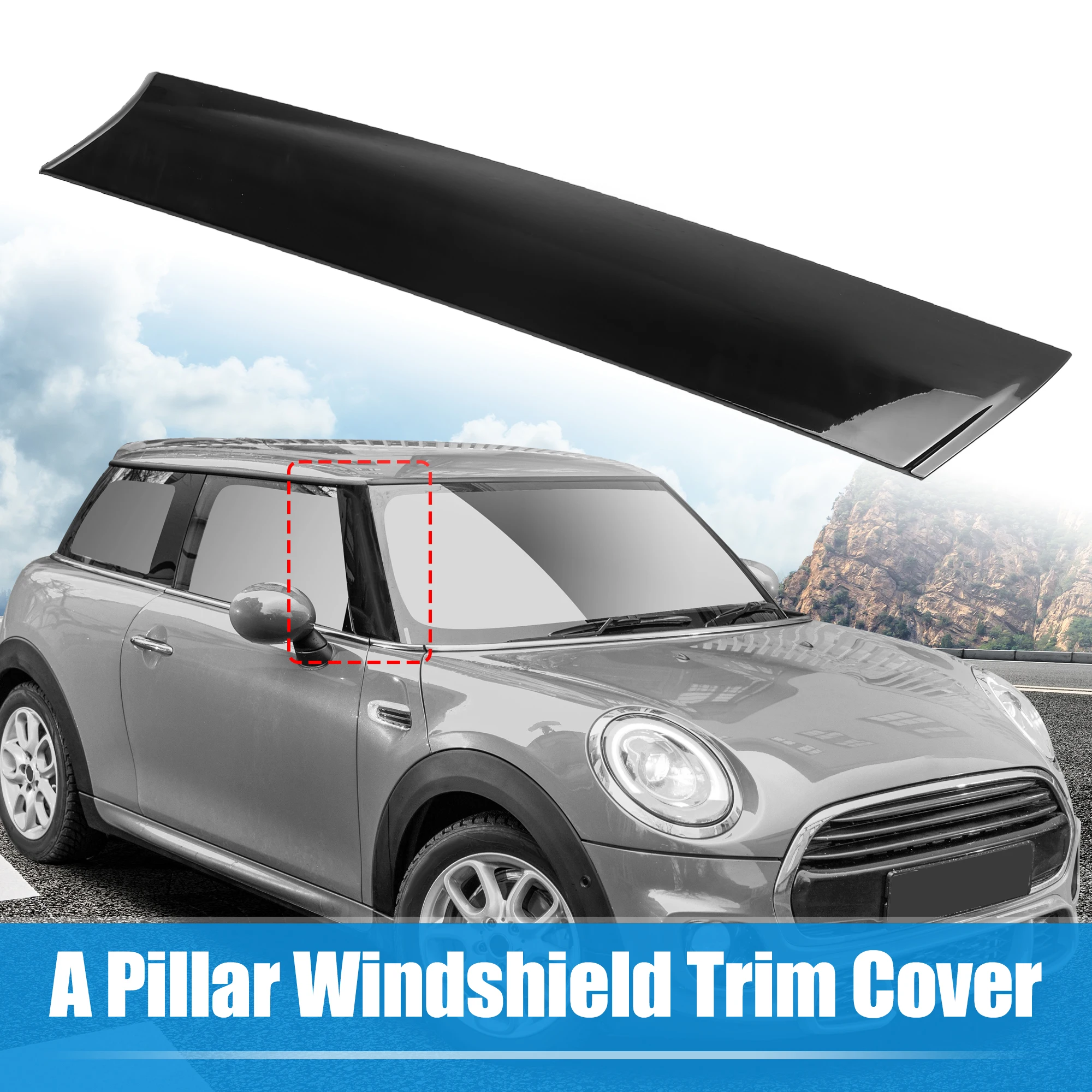 

X Autohaux 1 Pcs Right A-Pillar Post Trim Cover 51137272584 Plastic Black Car Exterior Stickers For Mini Cooper 2007-2015