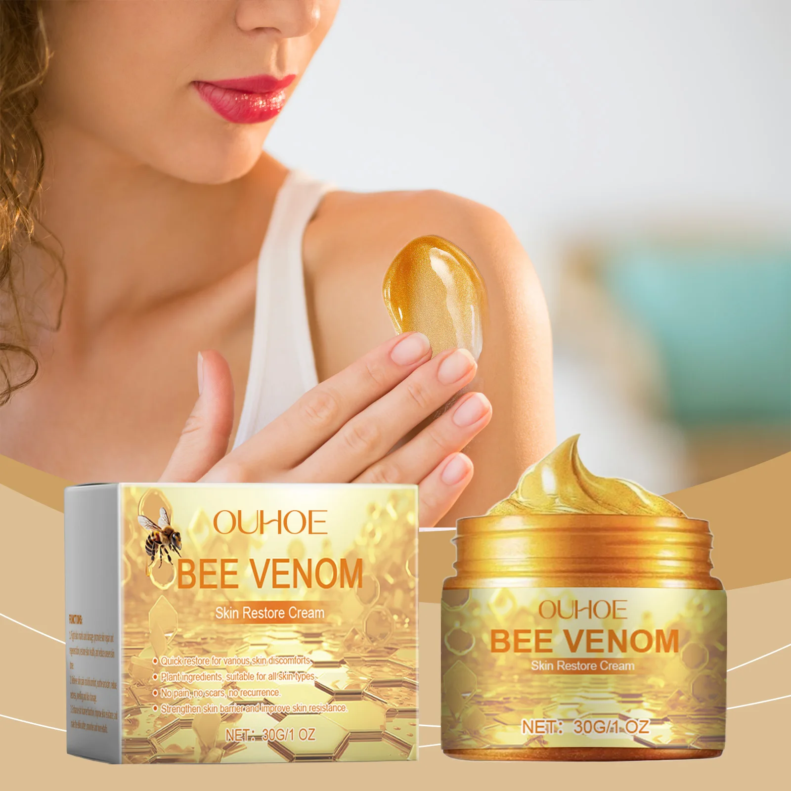 Moisturizer Body Lotion Lifting Repair Soothe Brighten Smoothing Moisturizing Lightening Relieve Dry Bee Venom Skin Care Cream 3