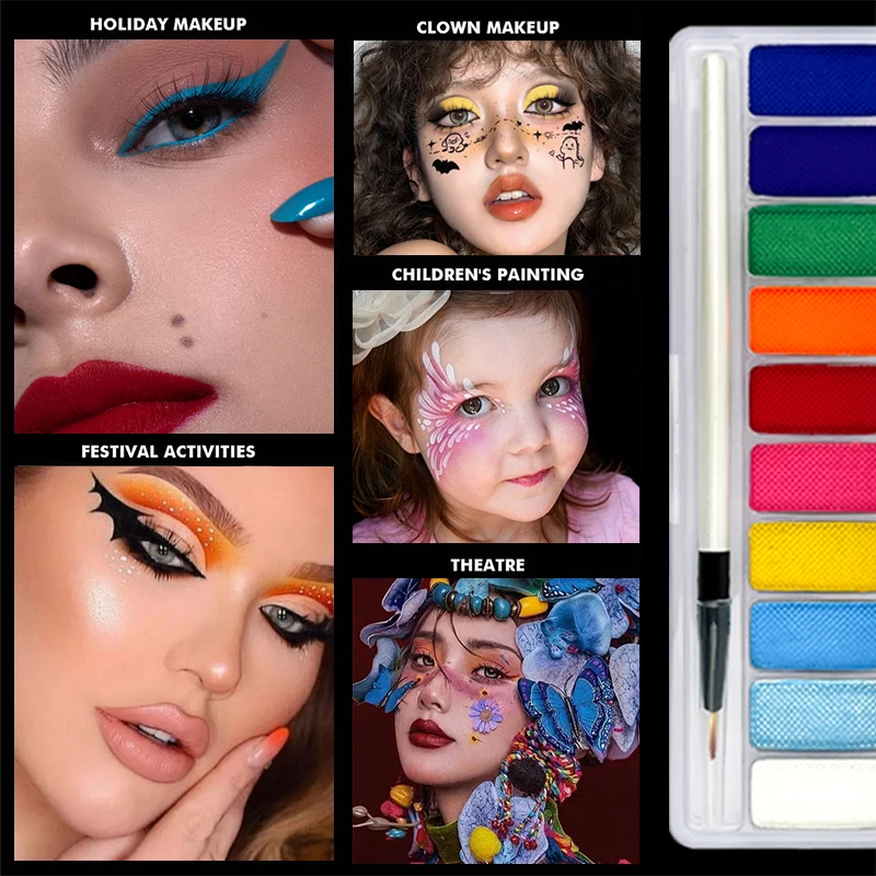 10 Colors Luminous Pigments, Luminous Neon Makeup Facial Painting,Suitable for Children and Adults for Halloween and Party 3