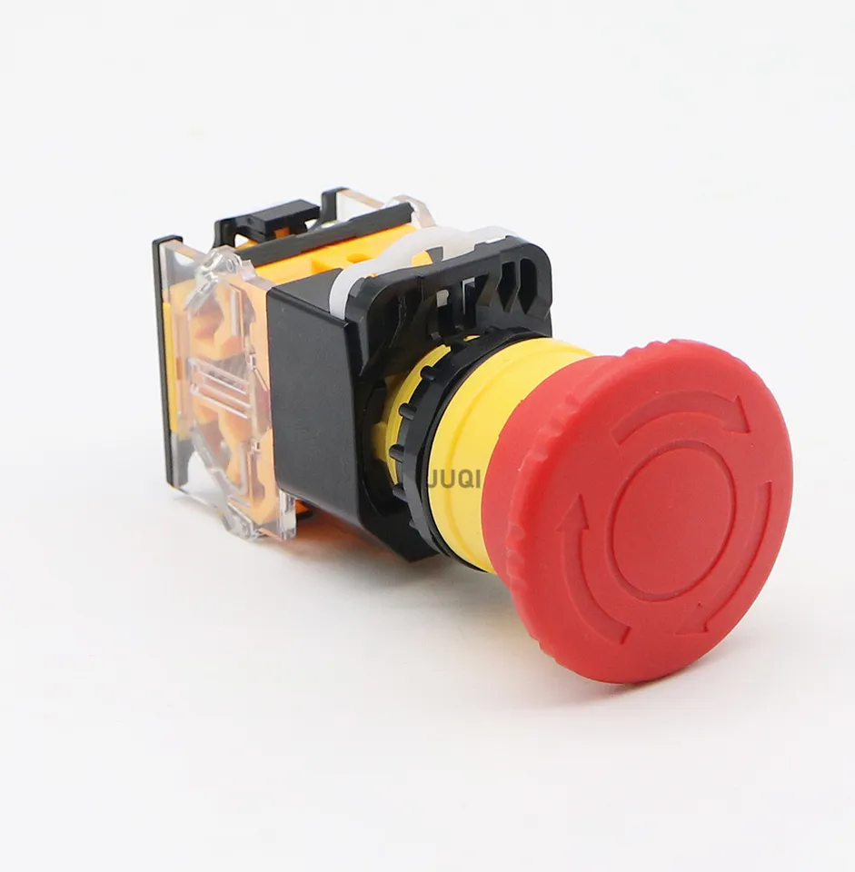 LA38 Self-Locking Reset Emergency Stop Button - 22mm Mushroom Head Power Switch With Key Lock