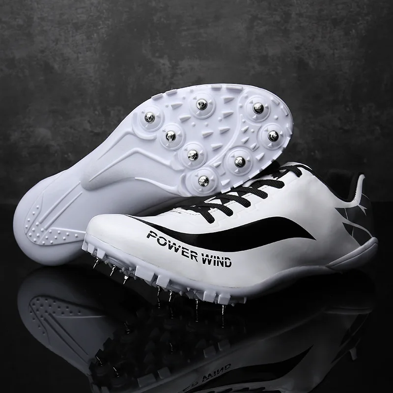 Power Wind Lightweight Waterproof Track & Field Shoes for Running Jumping and Training Men Women 7 Spikes Sprint Sneakers