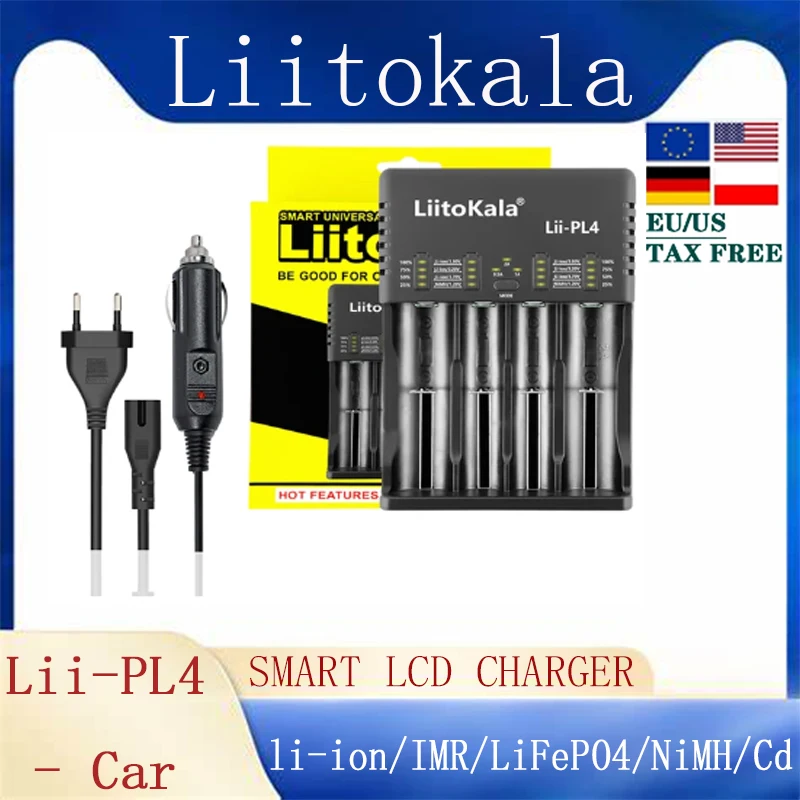 

Liitokala Lii-PL2 Lii-PL4 3.7V 18650 18350 18500 21700 20700B 20700 14500 26650 1.2V AA AAA NiMH Lithium-Battery Charger