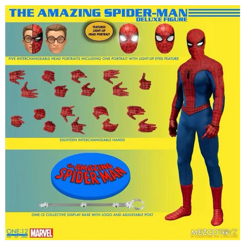 

100% оригинал, Mezco One:12 Удивительный Человек-паук Deluxe Edition, 6 дюймов, в наличии аниме, коллекция фигурок, модели игрушек