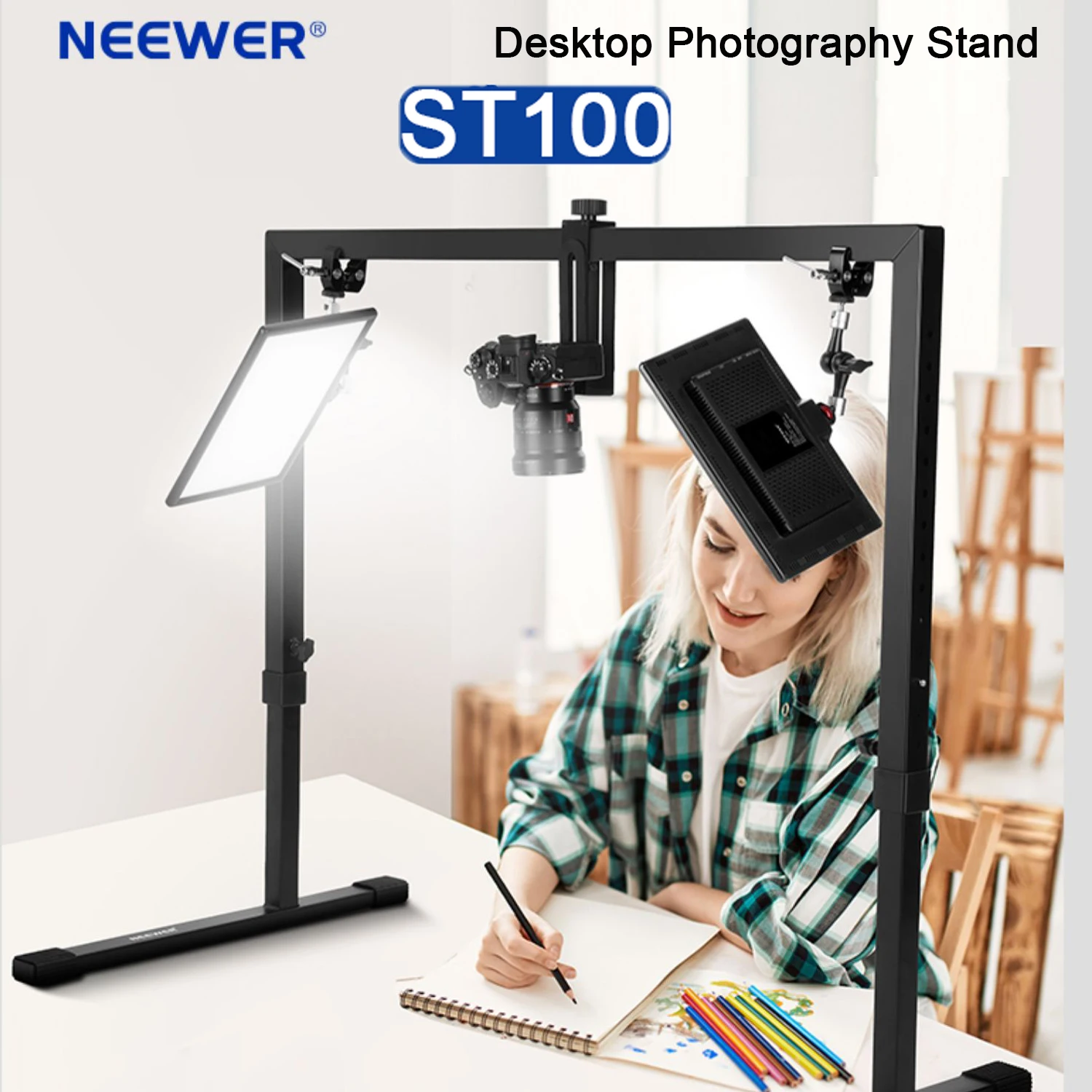 NEEWER ST100 Desktop Photography StandSupport DSLR Camera Laptop Video Light For Photo Video for Youtube Ins Live Streaming