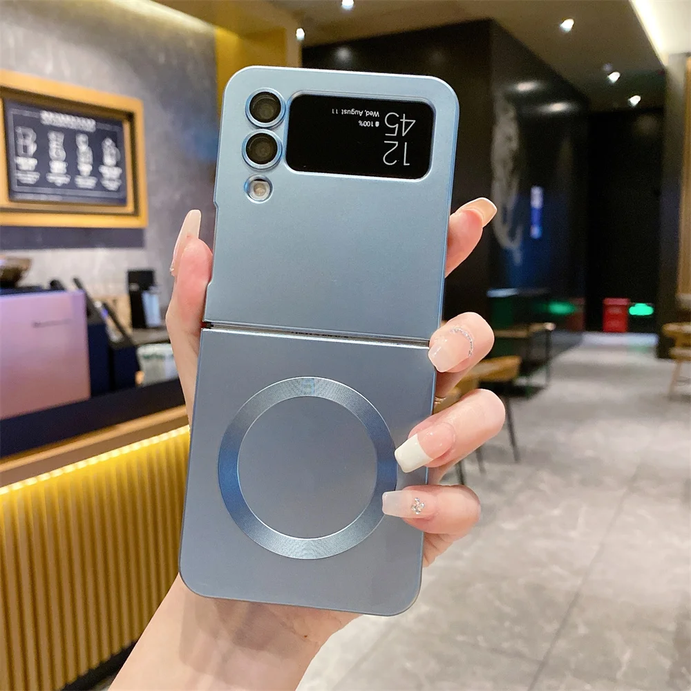 Luxury Matte Magsafe-Compatible Silicone Case for Samsung Galaxy Z Flip Series with Wireless Charging Functionality