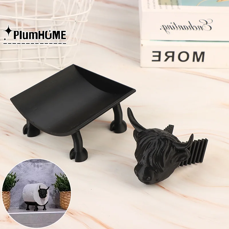1PCS Highland Cattle Toilet Roll Holder Funny Toilet Paper Holder 3D Printed Highland Cattle Cute Bathroom Decor