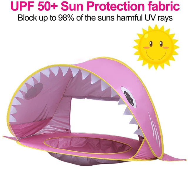 Baby Beach Sátor Felbukkanó Cápa Medencével Hordozható Napsütéses Védelem Vízálló Tengerparti Kiegészítők A Kisgyermek Strand Árnyékához - Image 4