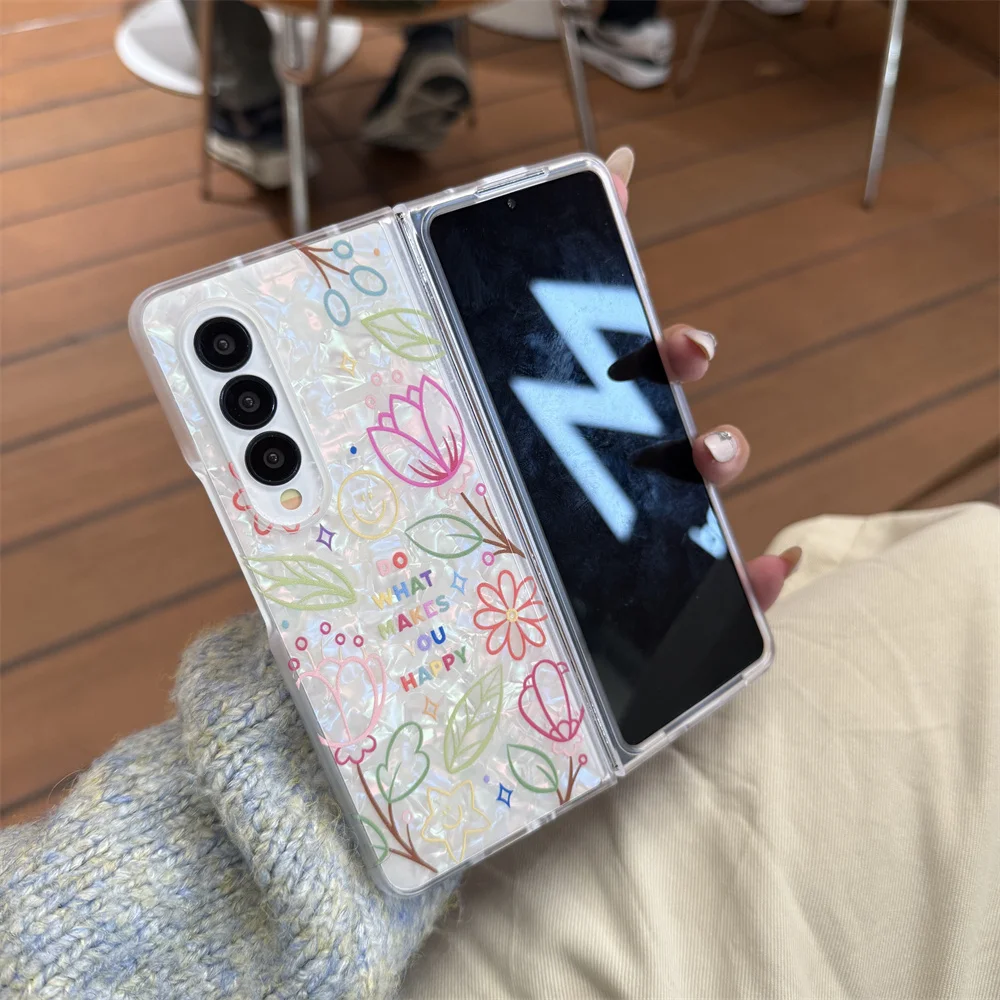 حافظة فاخرة على شكل قذيفة لامعة على شكل زهور لهاتف...